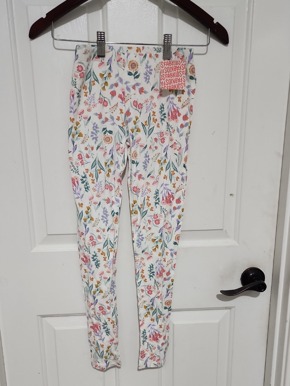 Floral Print Leggings - White Base with Pastel Flowers